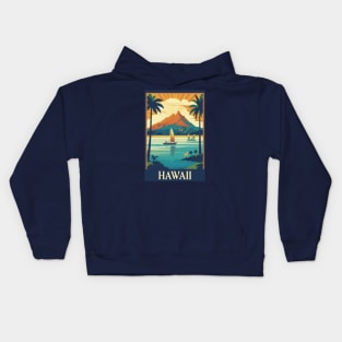 Hawaii Vintage Retro Travel Poster Kids Hoodie